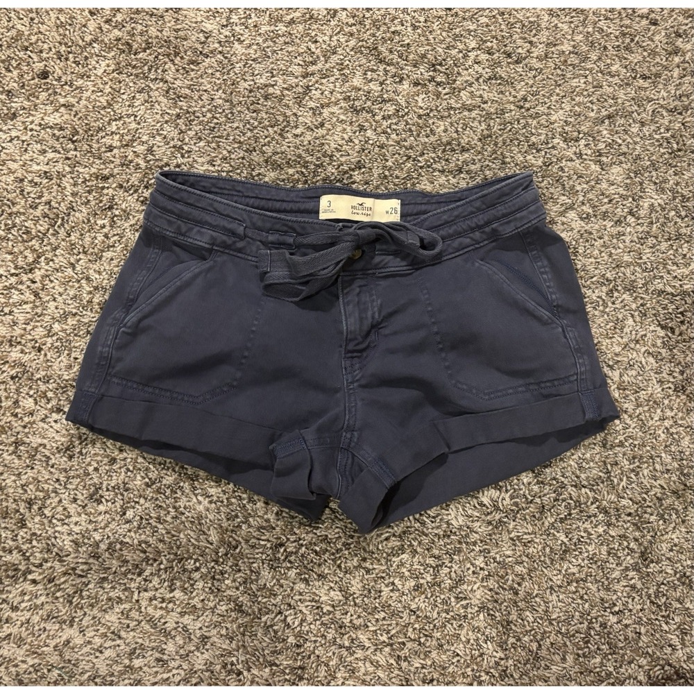 Hollister Vintage Y2K Low Rise Navy Blue Shorts Tie Waist Women’s 3/26